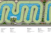 Planta master do Condomínio Royal Lake, Xangri-lá, com lago central, lotes residenciais e áreas de lazer detalhadas.